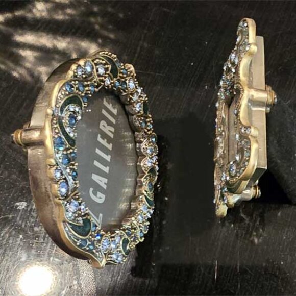 Z Gallerie Enameled with Rhinestones Frame Set (2) NEW 3" x 3" - Picture 4 of 8